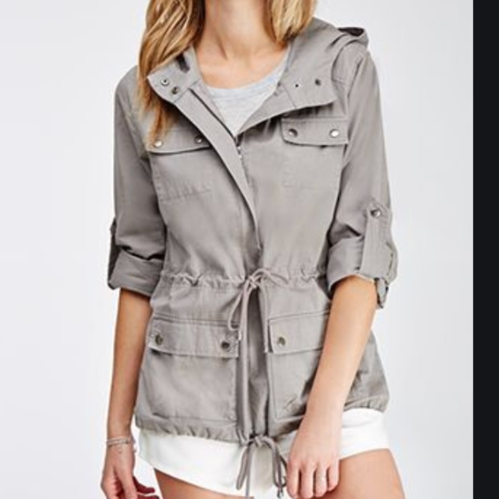 Grey Hooded Utility Jacket / Anorak - NEW!